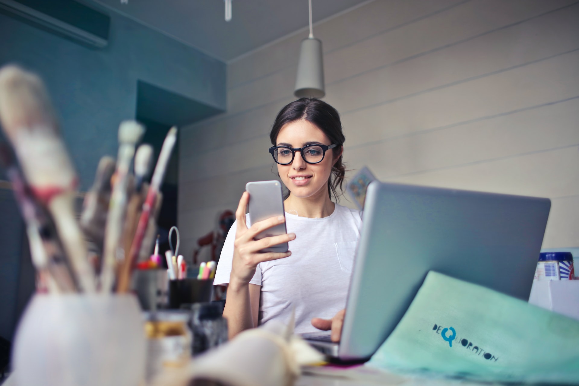 woman using smartphone